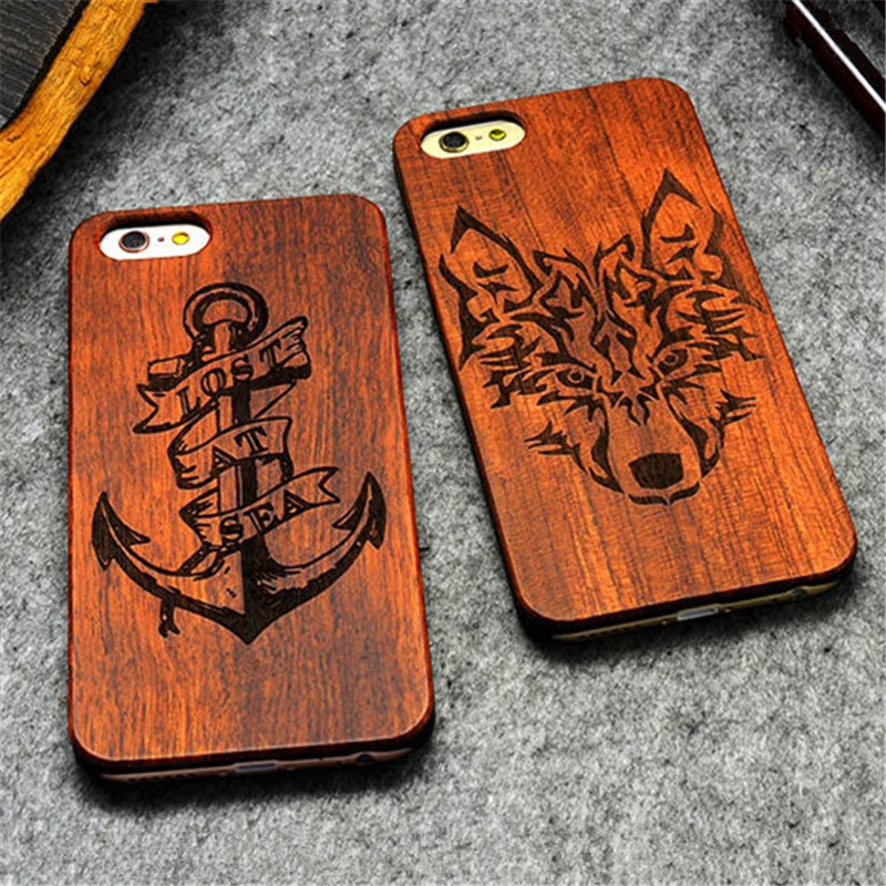 Retro PC+Wood Skull Case for iPhone 6 4.7 Novelty Vintage Phone Cases Cover for iPhone 6s SE 5S 7 7 Plus Plastic Shell