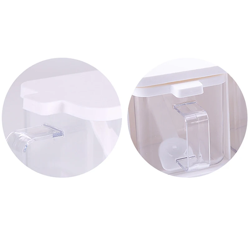 3pcs/Set White Acrylic Seasoning Box Salt Pepper Sugar Spice Jar Transparent Storage Bottle With Rack Condiment Kitchen Tools