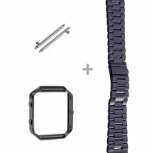 Великолепный модный Нержавеющая сталь ремешок для часов группа ремешок+ металлический Рамки для fitbit Blaze трекер часы черный серебристый цвета розового золота