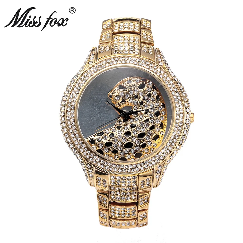 

Miss fox wild leopard watch crystal diamonds quartz watch ladies full diamond women's watch waterproof 50m luxury female watch