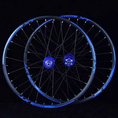 Дисковый Тормоз колеса для горного велосипеда дисковый тормоз 26/27. 5/29 дюймов колеса 32 отверстия колеса горного велосипеда спереди 2 сзади 4 подшипники - Цвет: 27.5 blue hub blue