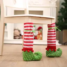 Рождественские сапоги с эльфом в горошек, в полоску, на стуле, с рукавом для ног, из нетканого материала, с новогодним рождественским декором, J003