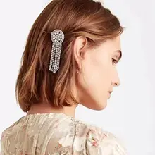 Винтажные Этнические женские причудливые длинные кисточки заколки для волос блестящие стразы цветок талисманы шпильки конский хвост банкет вечерние заколки