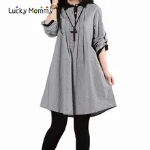 Coton lin maternité robes automne hiver vêtements pour femmes enceintes grossesse robe de maternité vêtements de maternité – robe
