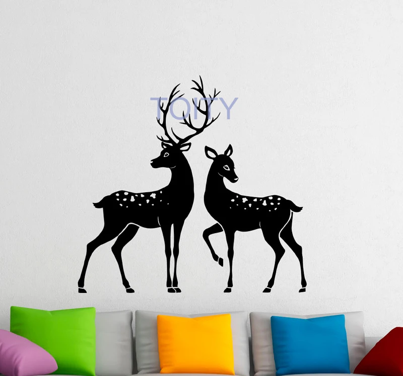 Deer Wall Decal Deer Antlers Vinyl Stickers Wild Animals Interior Home