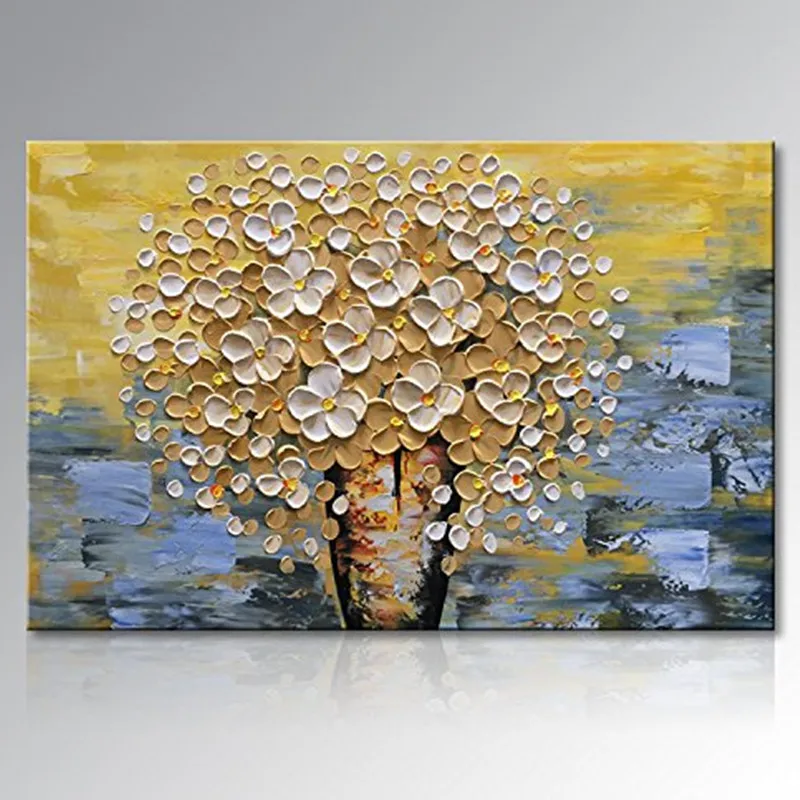 

Home Decor Wall Art Pictures Hand-painted Abstract Flower Oil Paintings on Canvas Large Knife Floral Painting for Living Room