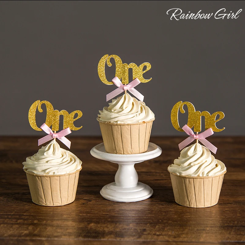 One Cupcake Toppers Baby Shower Kids First Birthday Party