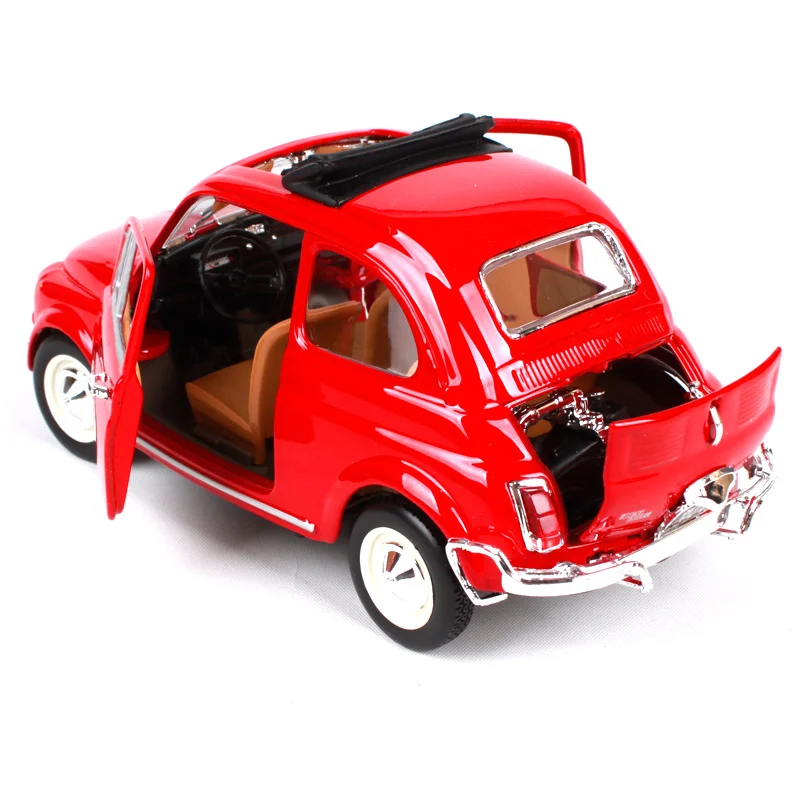 Bburago 1:21 1965 Fiat 500F 500L синий желтый литой автомобиль 135*62*65 мм открытые двери