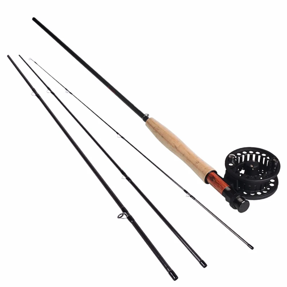 2.7M Fly fishing Rod for 4 Sections Fly Rod Reel line Combo Set 5/6 Super Light Carbon Fishing Pole Bamboo Fish Tackle Pesca