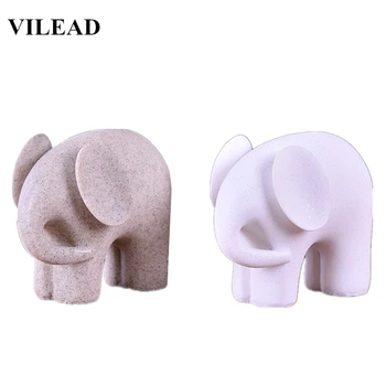 

VILEAD Nature Sandstone White Elephant Figurines Miniatures Elephant Animal Statuettes Creative Gifts Vintage Home Office Decor