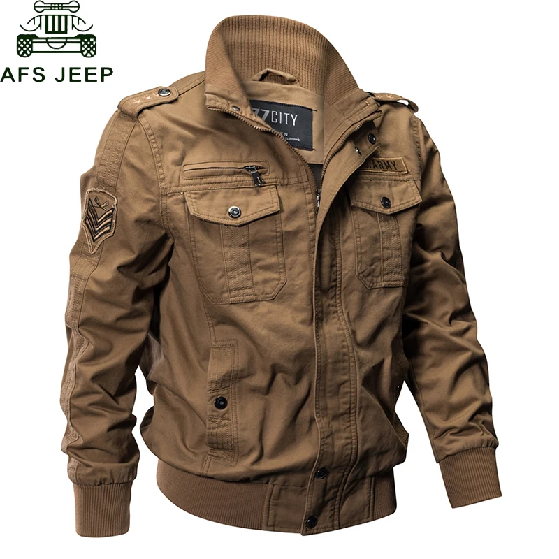 AFS JEEP Military Jacket Men Big Size 6XL Bomber Jacket Men Autumn Winter Outwear Casual Cotton Fli