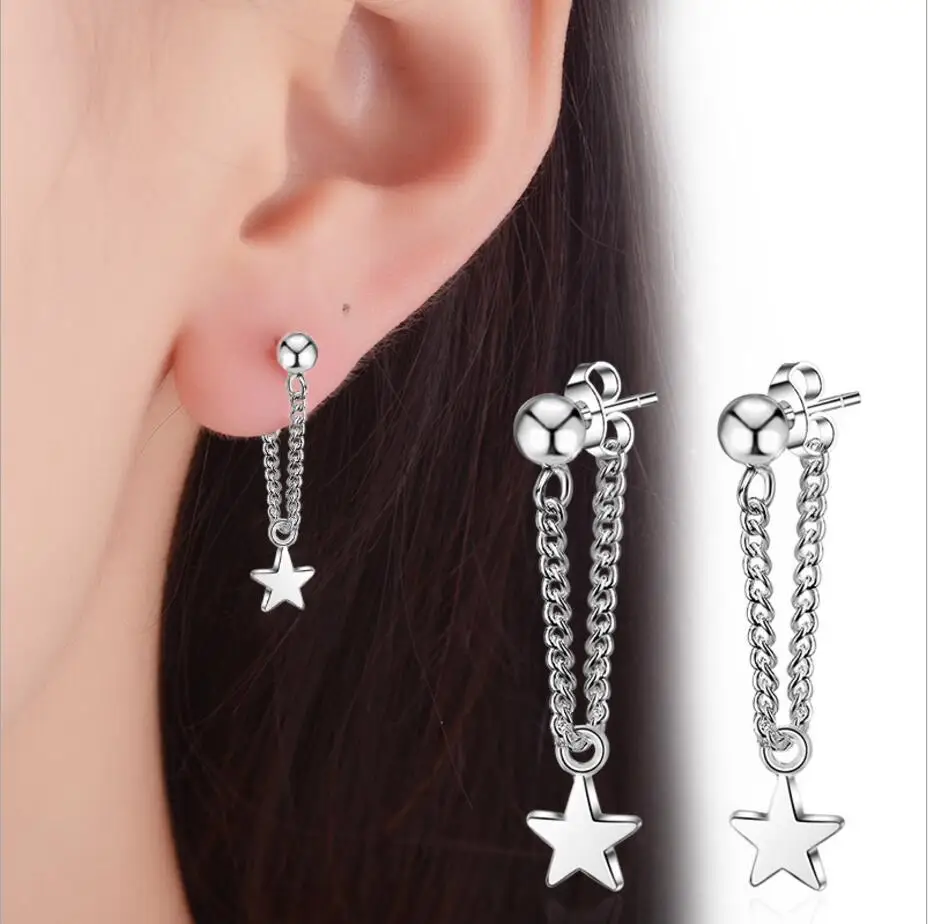 

Exquisited 925 Sterling Silver Star Hoop Earrings for Women Simple Ear Piercing Huggie Earrings Bohemia Bijoux Brincos