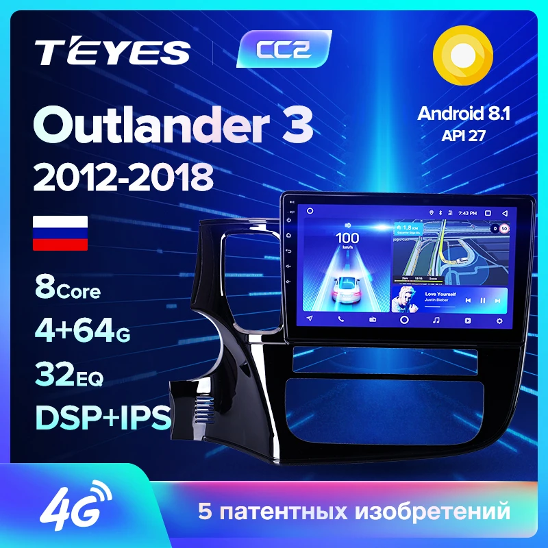 TEYES CC2 Штатная магнитола для Мицубиси Аутлендер 3 Mitsubishi Outlander 3 GF0W GG0W 2012 2013 Android 8.1, до 8-ЯДЕР, 2DIN автомагнитола 2 DIN DVD GPS мультимедиа автомобиля головное устройство