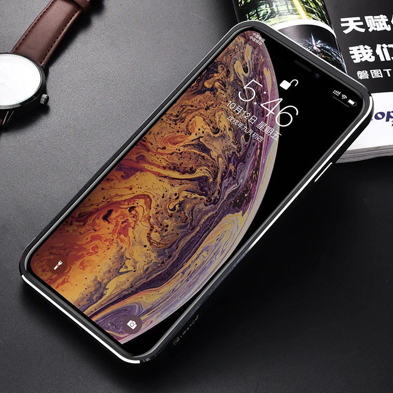 Металлический чехол iMatch для iPhone XS MAX, чехол из натуральной кожи для iPhone X XS MAX, Алюминиевый металлический бампер, задняя крышка