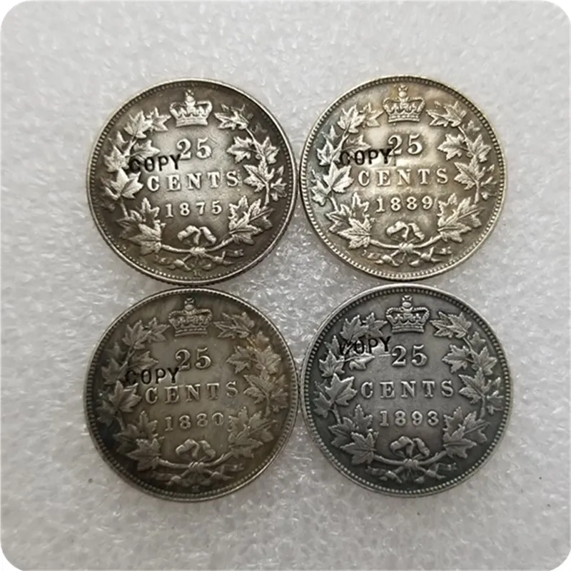 1875 1880 1889 1893 Canada 25 Cents COPY COINS Non currency Coins 1875-1880-1889-1893-canada-25-cents-copy-coins-non-currency-coins
