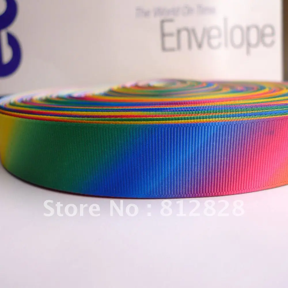25 Yards 1'' 25mm Sublimation Print Rainbow Color Grosgrain Ribbon Wholesale | Дом и сад