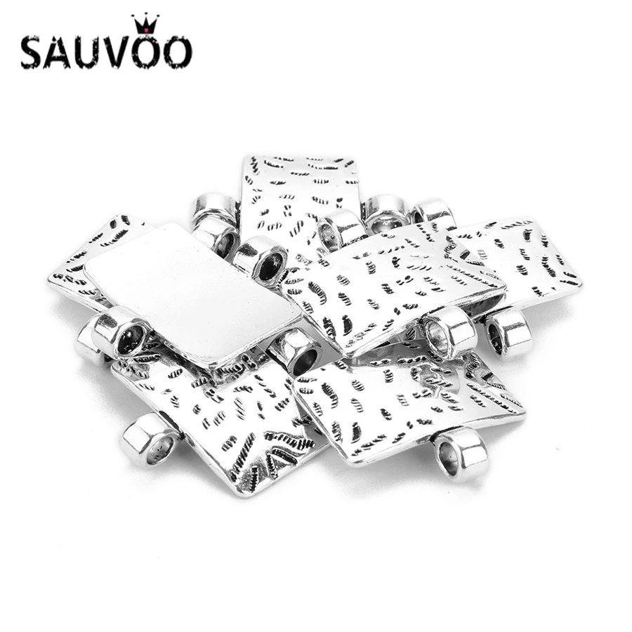 SAUVOO 10 шт./лот старинное серебро Цвет металлическим квадратным Форма Подвески
