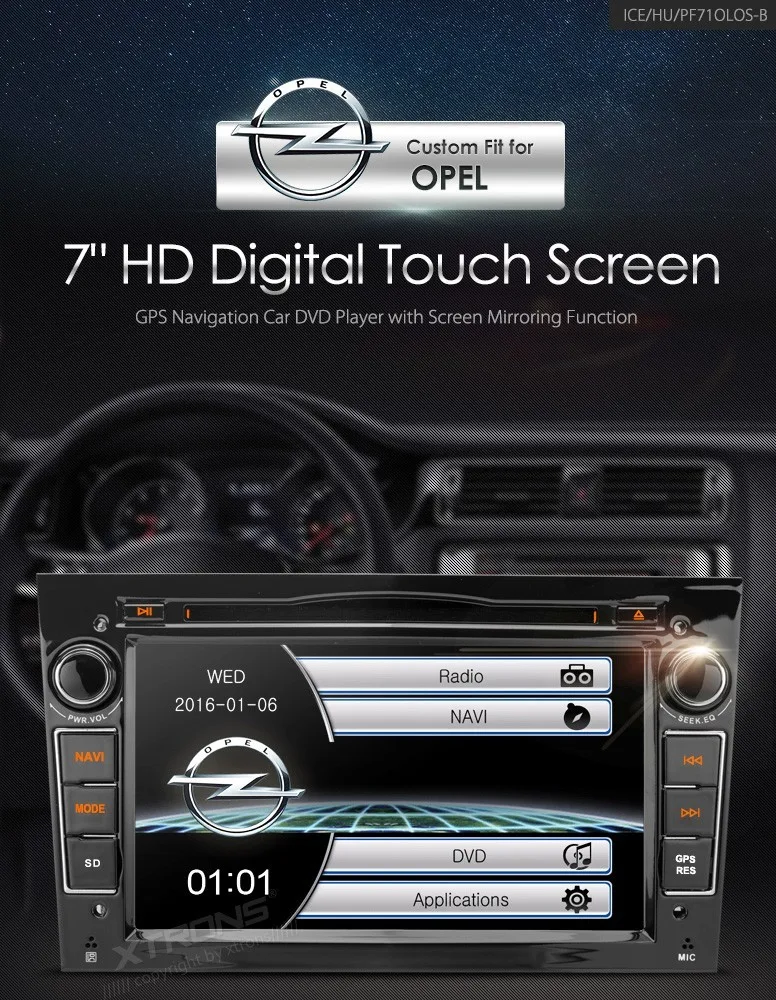 Perfect 7" Black Special Car DVD for Opel Vectra 2005-2008 & Antara 2006-2011 & Vivaro 2006-2010 & Meriva 2006-2010 with Original Design 0