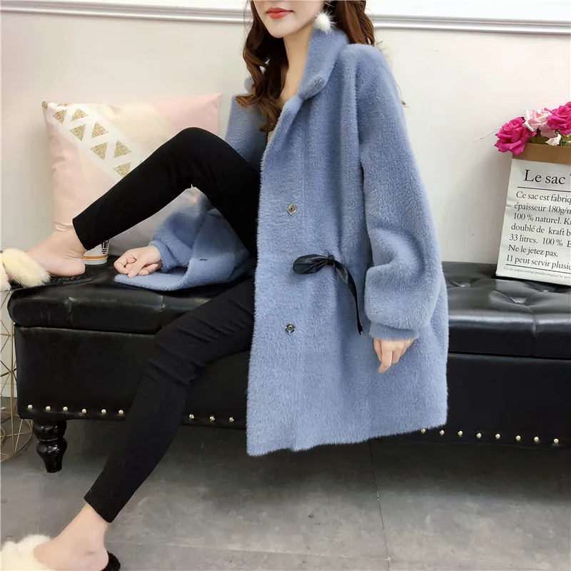 Женский кардиган из мягкого искусственного бархата, высокое качество, Свободное пальто, осенние и зимние пальто, женский свитер с длинным рукавом