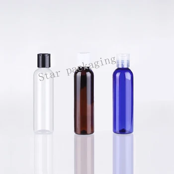 

50pcs/lot 150ml Empty Amber Plastic Bottle With Disk Cap,150cc blue brown clear PET Cosmetic Container,small Amber Bottle