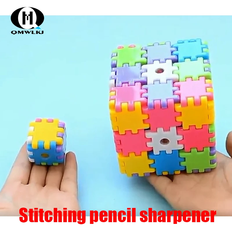 

1Pcs Creative Cute Cartoon Toy Building Blocks Plastic Pencil Sharpener Children Student Gift Stationery