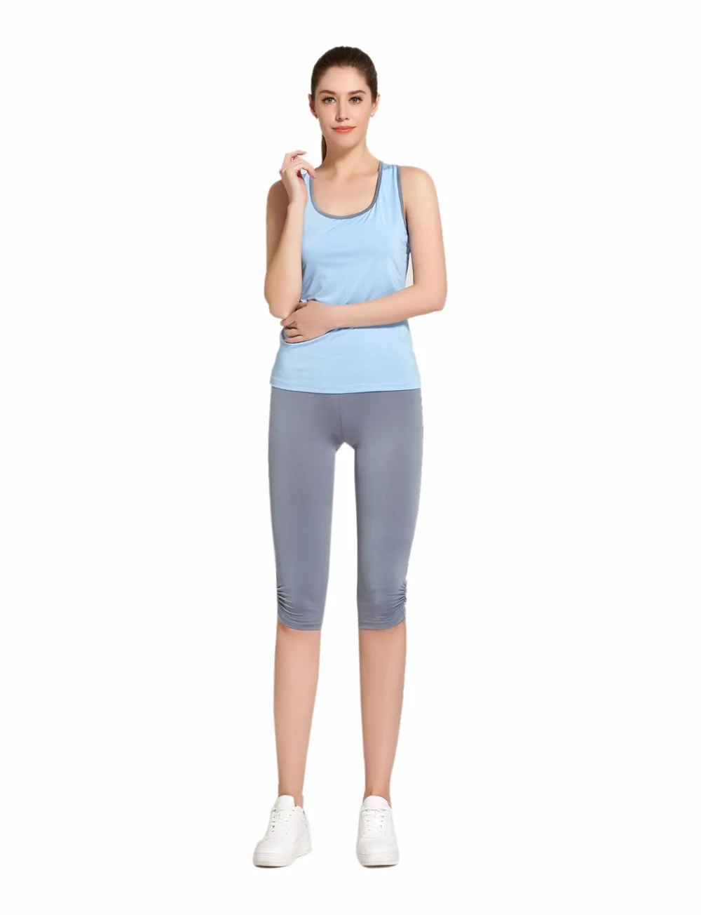 Vihir Women's Running Outfit Activewear Athletic Yoga Gym Fitness Tank Top and Yoga Capri Pants Set