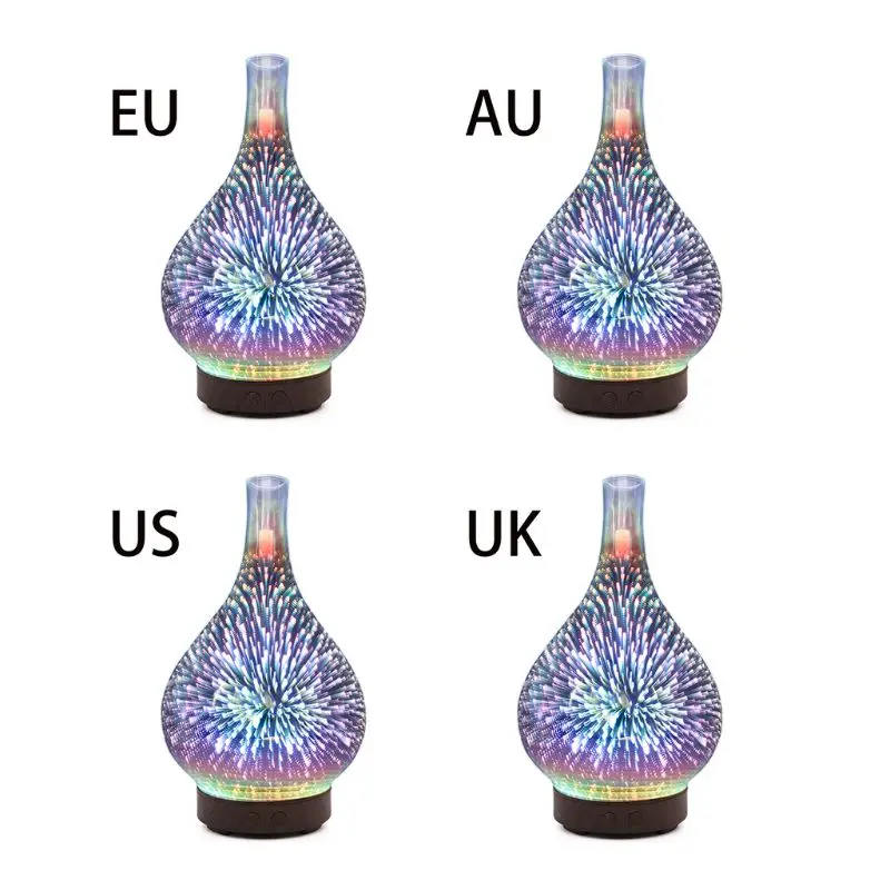 

3D Firework Night Light Ultrasonic Essential Oil Diffuser AU US UK EU Aroma Aromatherapy Fine Fog Humidifier Anti Slip Base Room
