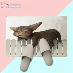 Nyaa 3D иллюстрация спальный Кот коврик нескользящий ковер домашний декор для кухни спальня ванная комната
