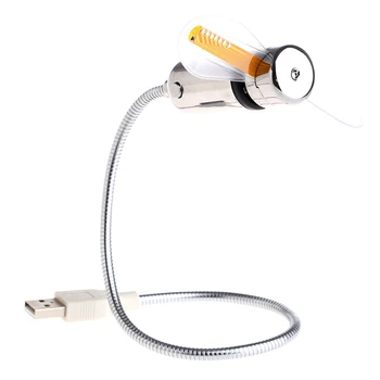 

USB Gadget Flexible Gooseneck Real-Time Temperature LED Flash Display Soft Blade USB Fan For PCs notebooks and PDAs