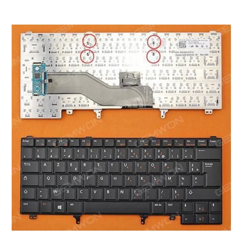 YALUZU Azerty Французский FR Клавиатура для ноутбука DELL Latitude E6420 E6320 E6430 E5420 E5430 E6430S NSK-DVCUC 0FWX6X FWX6X V118925CK черный