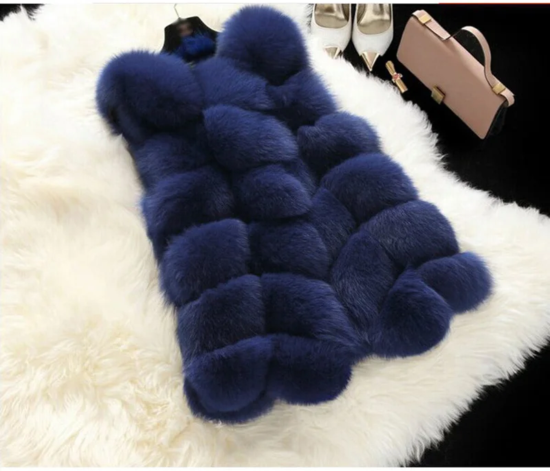 Warhammer Autumn Winter New Fashion Womens Sleeveless Faux Fur Vest Slim Fits European Hi Street Faux Fur Casaco Colored EU XXXL