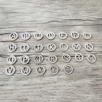 

10 Pieces Trendy 26 Alphabet Letter Abalone shellfish Beads,Pave Zirocn Charms Connector for DIY Bracelets Jewelry CT454