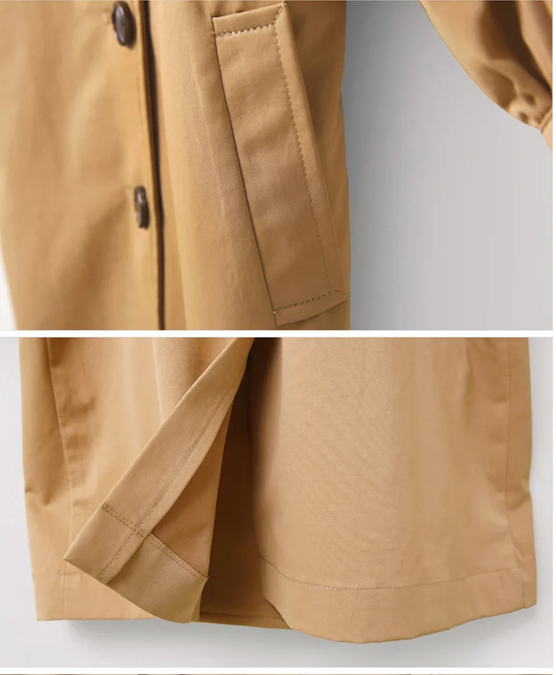 khaki long autumn jackets for teenage girls outerwears cotton lantern sleeve coats kids tops clothing children trench coats girl (4)