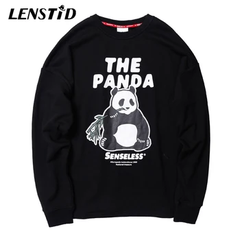 

LENSTID Chinese Panda Print Long Sleeve Sweatshirts Men Hip Hop Hipster Pullover Hoodies Tracksuit Streetwear Fashoin Male Tops