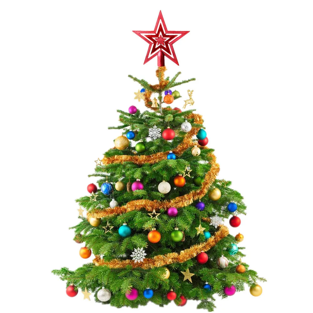 ПВХ Рождественская Елка Топ сверкающие звезды повесить Рождественский декор, орнамент Treetop Рождественская елка украшения кулон для дома F301204