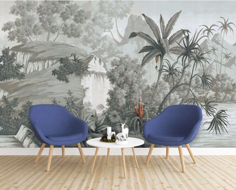 Beibehang пользовательские обои Европейский ретро Ностальгический ручная роспись тропический лес банан Пальма диван тв фреска фон 3D обои