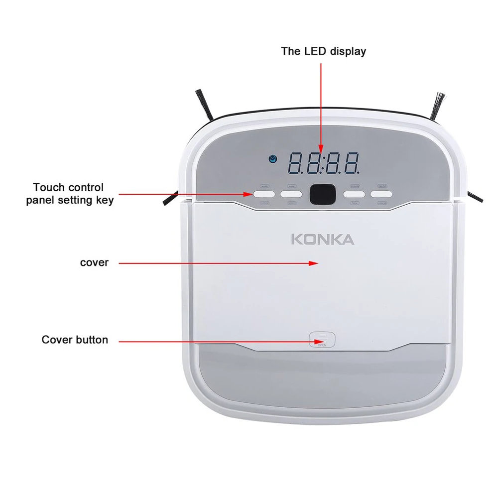 KONKA KC-V1 Роботизированный пылесос автоматический пульт дистанционного управления робот для очистки 1800 Pa всасывающий аккумулятор 2200 mAh