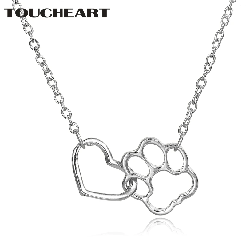 

TOUCHEART Custom Silver Hollow Heart & Dog Claw Chain Pendant Necklace For Women Gold Jewelry Stainless Steel Necklace SNE180053
