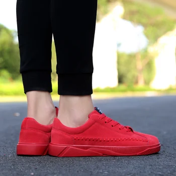 

Sneakers Male Shoes Lace-up Solid Color Shallow Flock Men Shoes Cotton Fabric Breathable 2019 Fashion Casual Sneakers