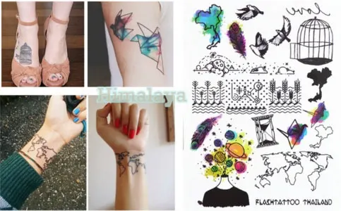 146 394 Nouvelle Tendance Tatouage Corporel Temporaire Unisexe Carte Du Monde Cage à Oiseaux Papier Grue Hipster Doit Acheter Des Autocollants De