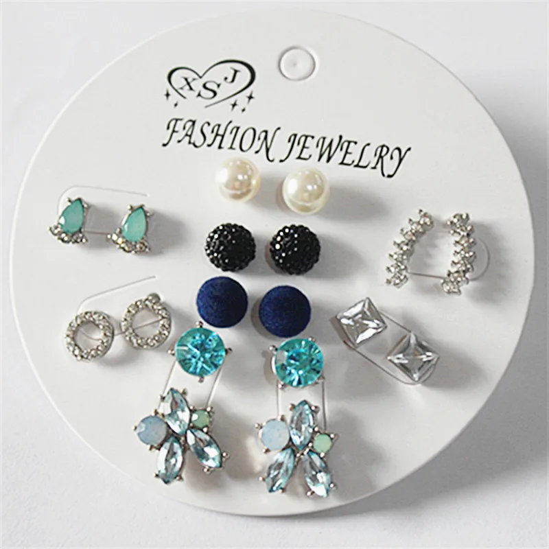 New fashion women's jewelry wholesale girl birthday party pearl earrings beautiful 9 pairs /set earrings gift agent shipping