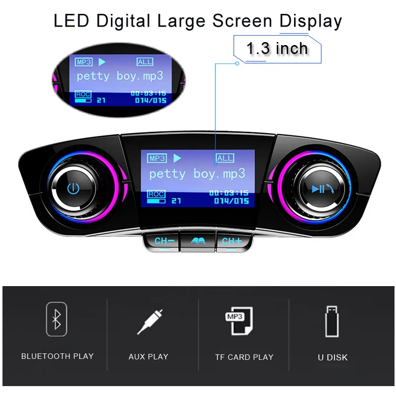 FM Transmitter Aux Modulator Bluetooth Handsfree Car Kit Car Audio MP3