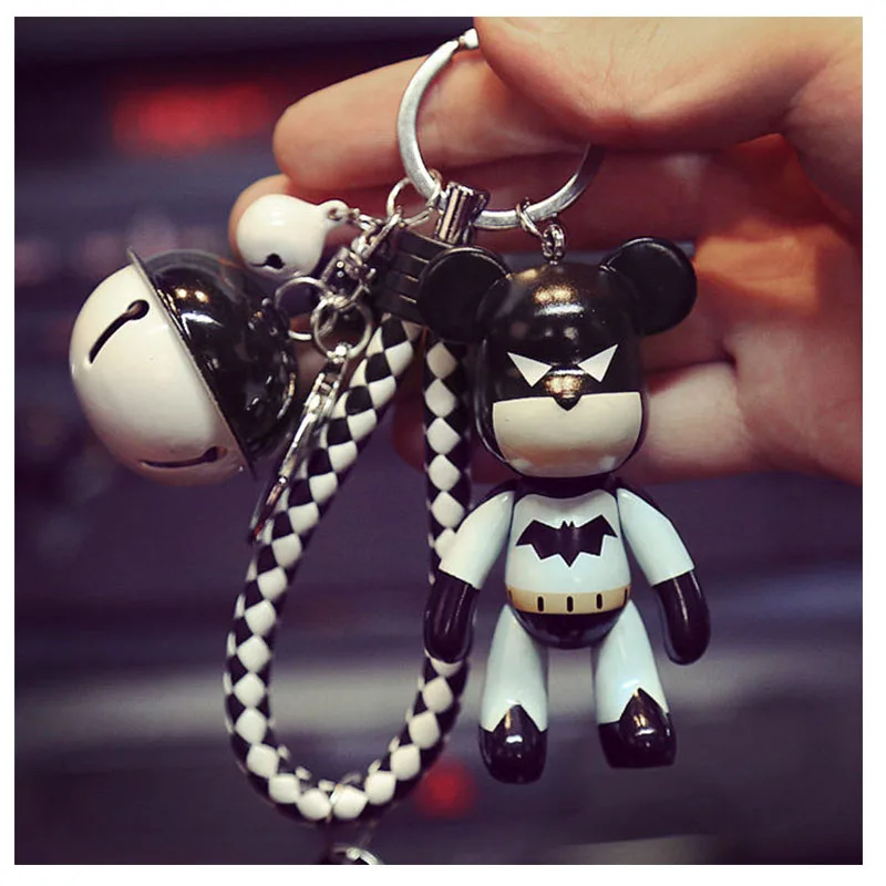 

Violent Bear Keychain Small Bell Keychain Trinket Key Ring Cartoon Doll Bear Key Chain Gifts Bag Charm Pendant Sombre Porte Clef