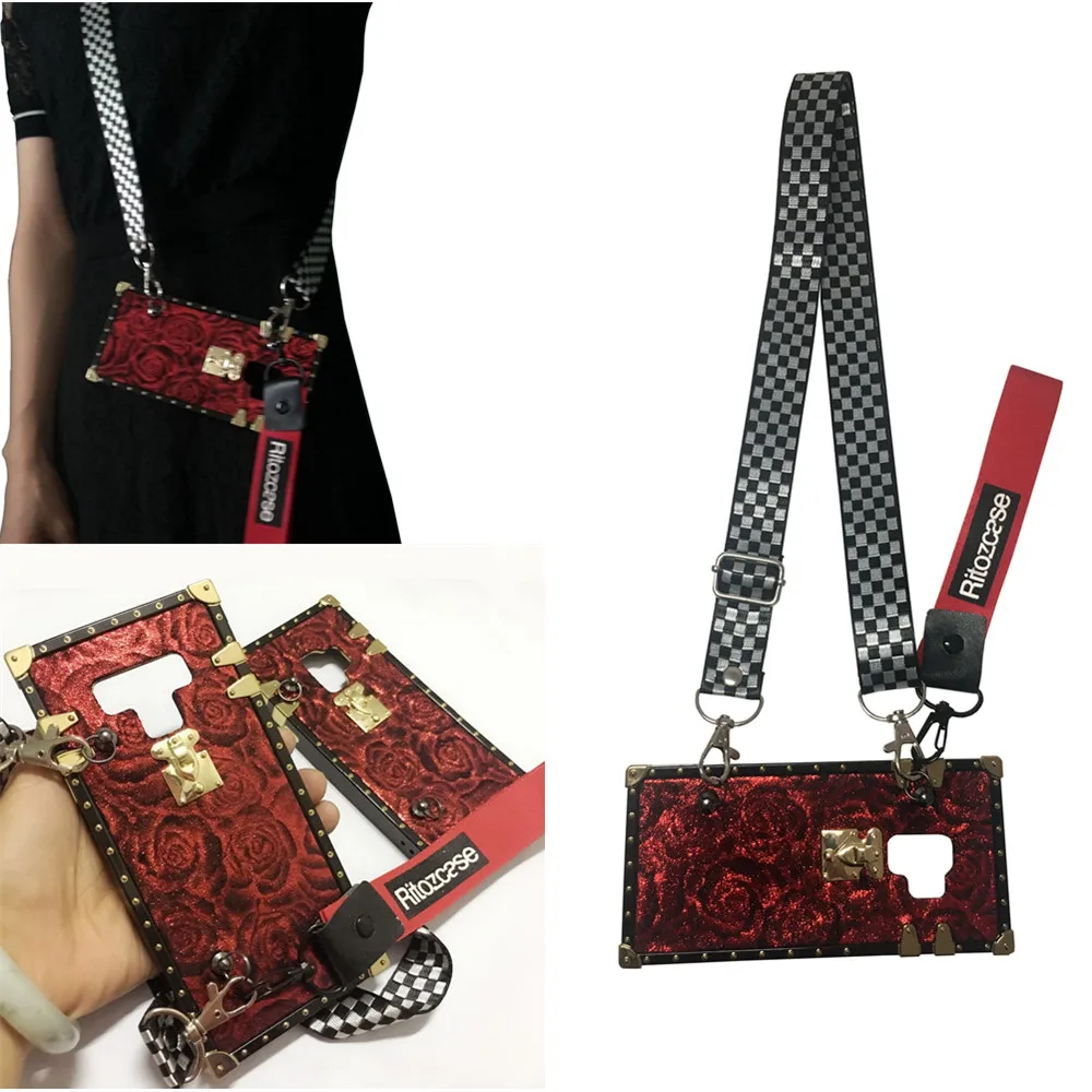 

3d rose flower shoulder strap silicone case For samsung galaxy s10 s9 s8 plus s10e s10 lite note 9 8 case cover luxury floral