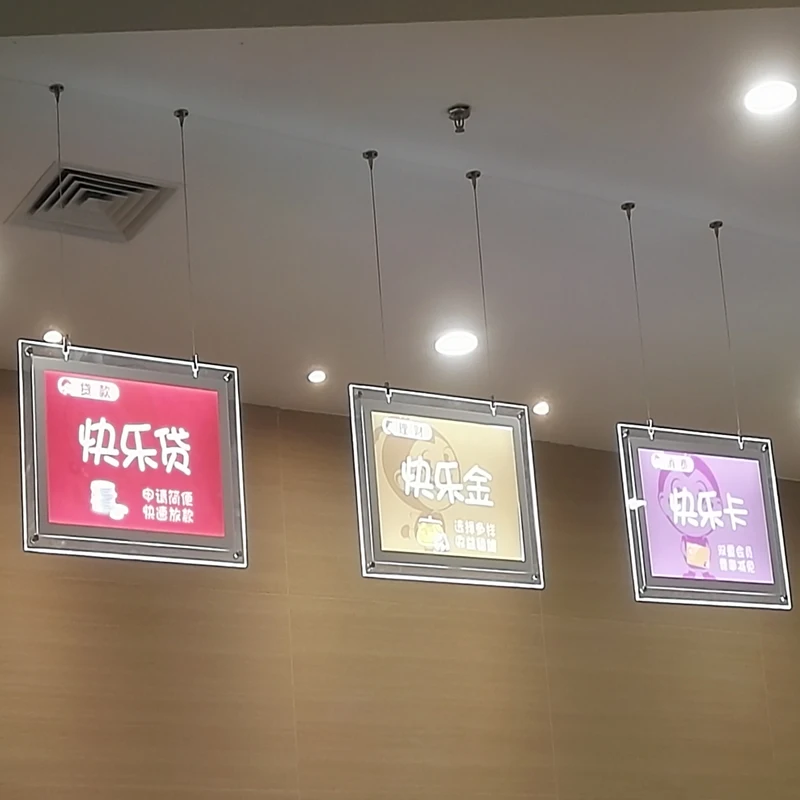 

A3 Ultra Slim Double Side Overhead Ceiling Cable Kit Displays Wayfinding Signs,Hanging Illuminated Poster Frames