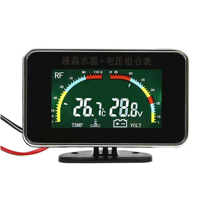 

12-24V Car 2in1 LCD Digital Display Voltmeter Kits Gauge Water Temperature Meter Drop ShiP