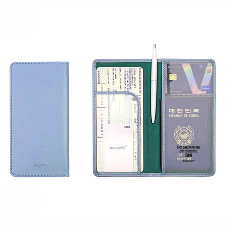Popular Passport Case Women Men PU Leather Travel Long Passport Holder