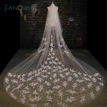 Высокое качество аппликация однослойные свадебные вуали 3,5 м Длинная свадебная вуаль белые свадебные аксессуары WV-1007