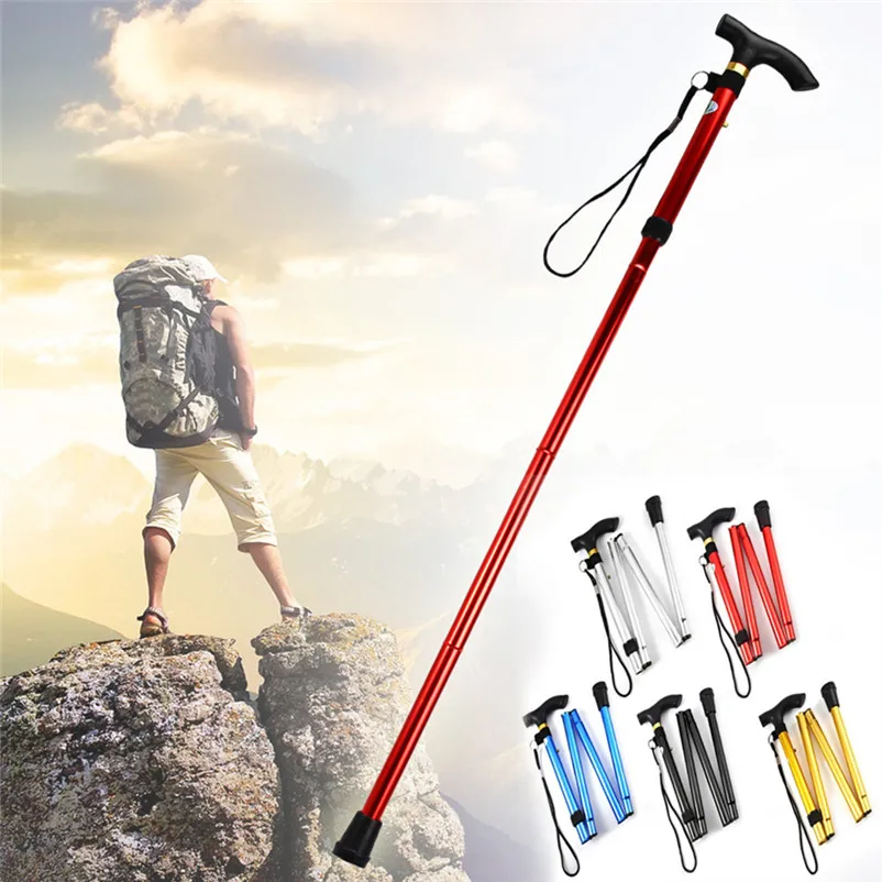 walking sticks hiking Foldable easy folding aluminum metal walking bar folding travel rattan outdoor hiking Sticks  #35o18 (3)