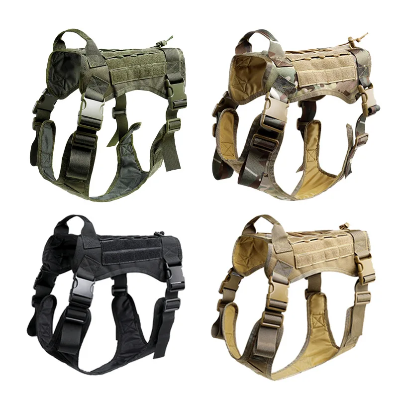 

Tactical Service Dog Modular Harness K9 Working Cannie Hunting Molle Vest With No Pull Front Clip Law Enforcement